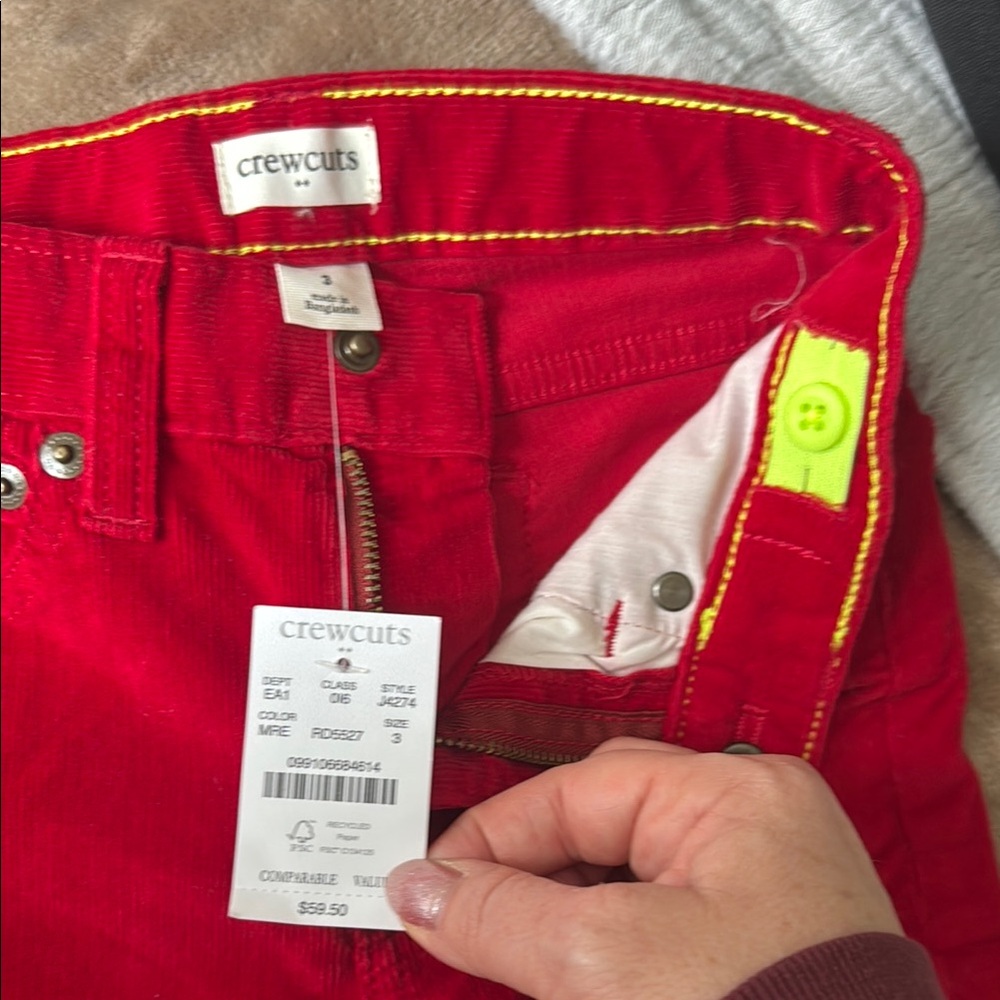 Crewcuts Corduroy Pants - snap closure & adjustable waist (Size 3)